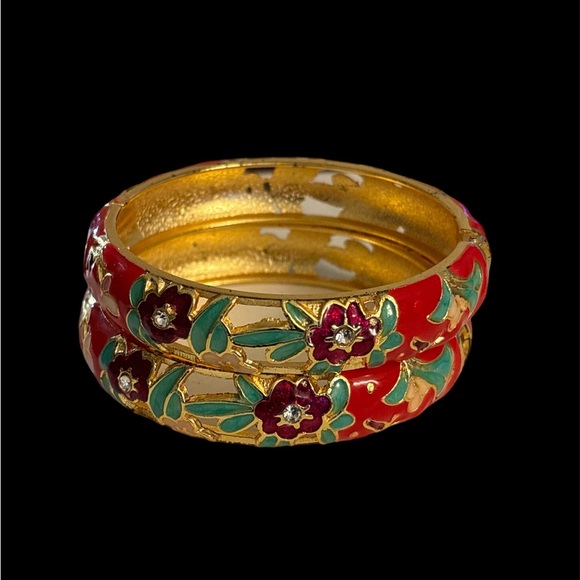 2 Vintage Beautiful Enamel Bangles - Picture 4 of 4